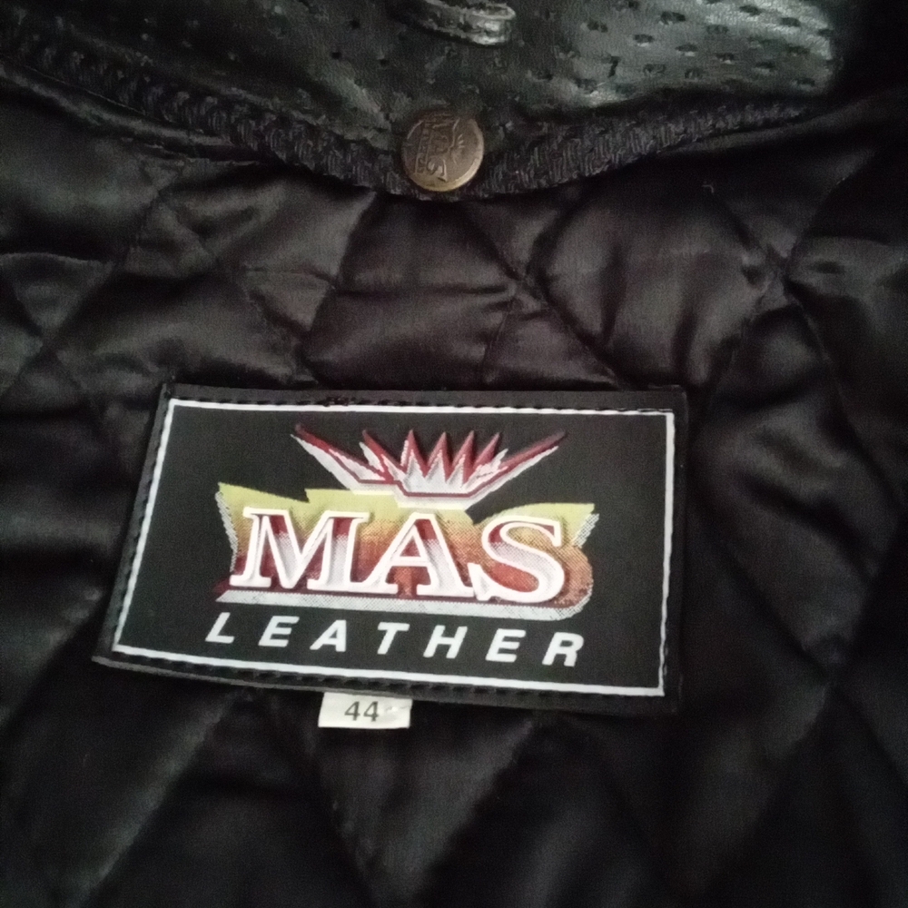 MAS LEATHER Perforated Motorcycle‎ Jacket Brown Quilted Lining Size 44